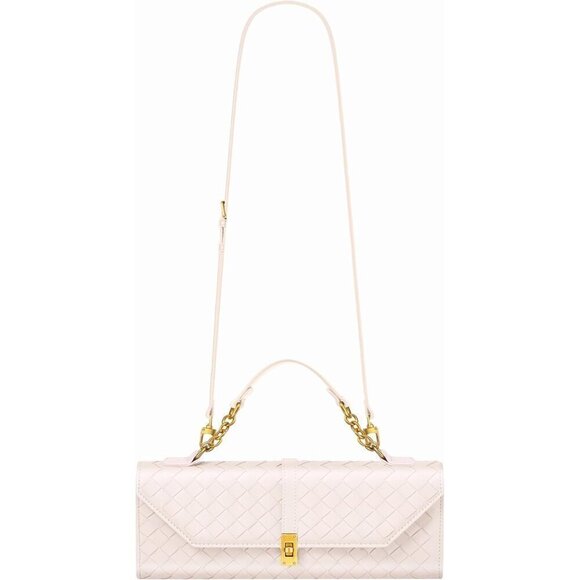 Handbags - 🆕Women White Woven Evening Handbag Crossbody Purse Wallet with Orange Gift Bag